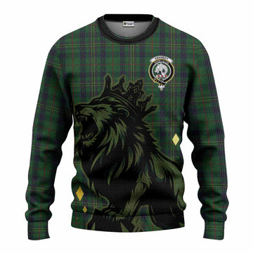 Kennedy Tartan Family Crest Knitted Sweater Crowned Lion Roaring