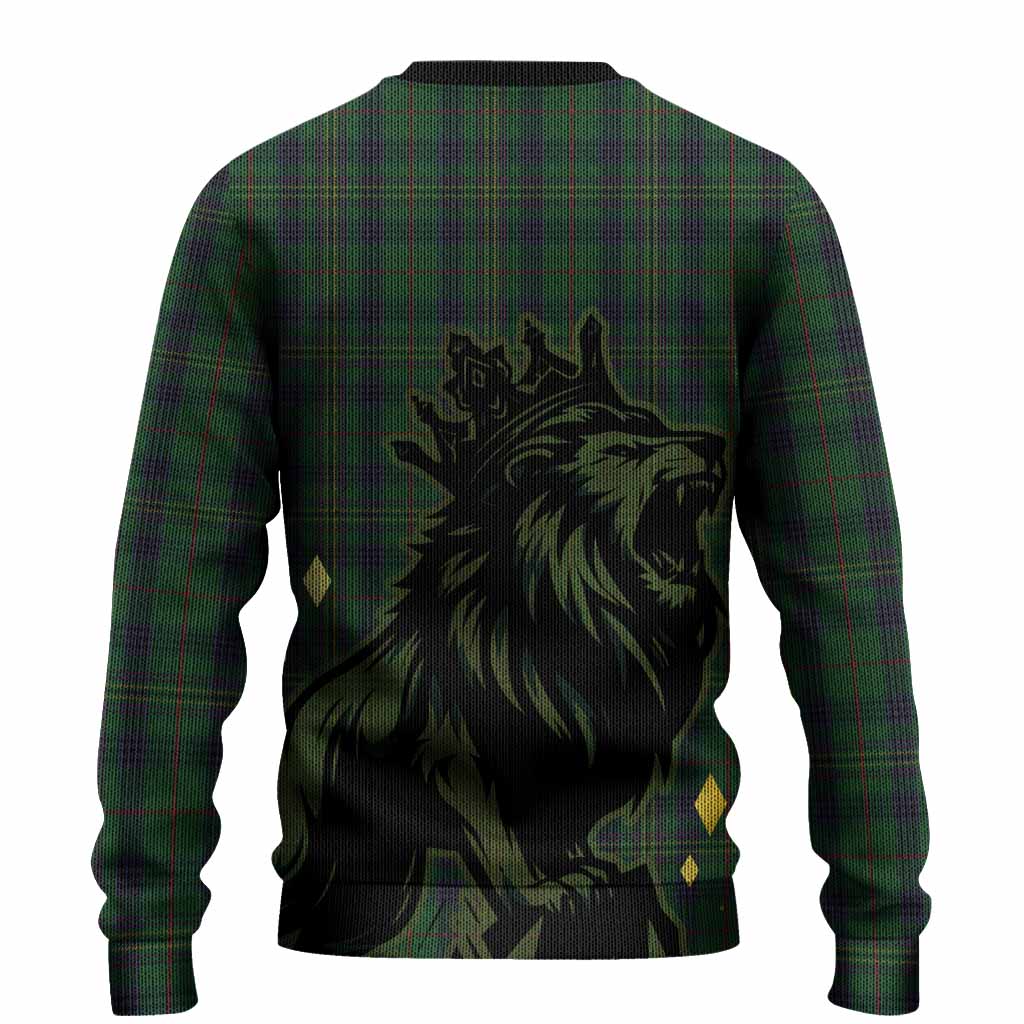 Kennedy Tartan Family Crest Knitted Sweater Crowned Lion Roaring