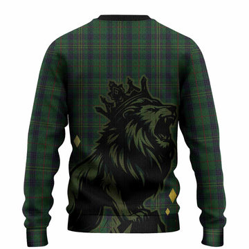 Kennedy Tartan Family Crest Knitted Sweater Crowned Lion Roaring