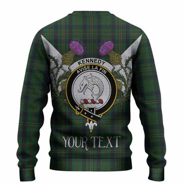 Kennedy Tartan Family Crest Knitted Sweater Scottish Burns Night Thistle Floral