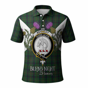 Kennedy Tartan Family Crest Polo Shirt Scottish Burns Night Thistle Floral