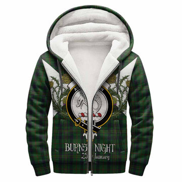 Kennedy Tartan Family Crest Sherpa Hoodie Scottish Burns Night Thistle Floral