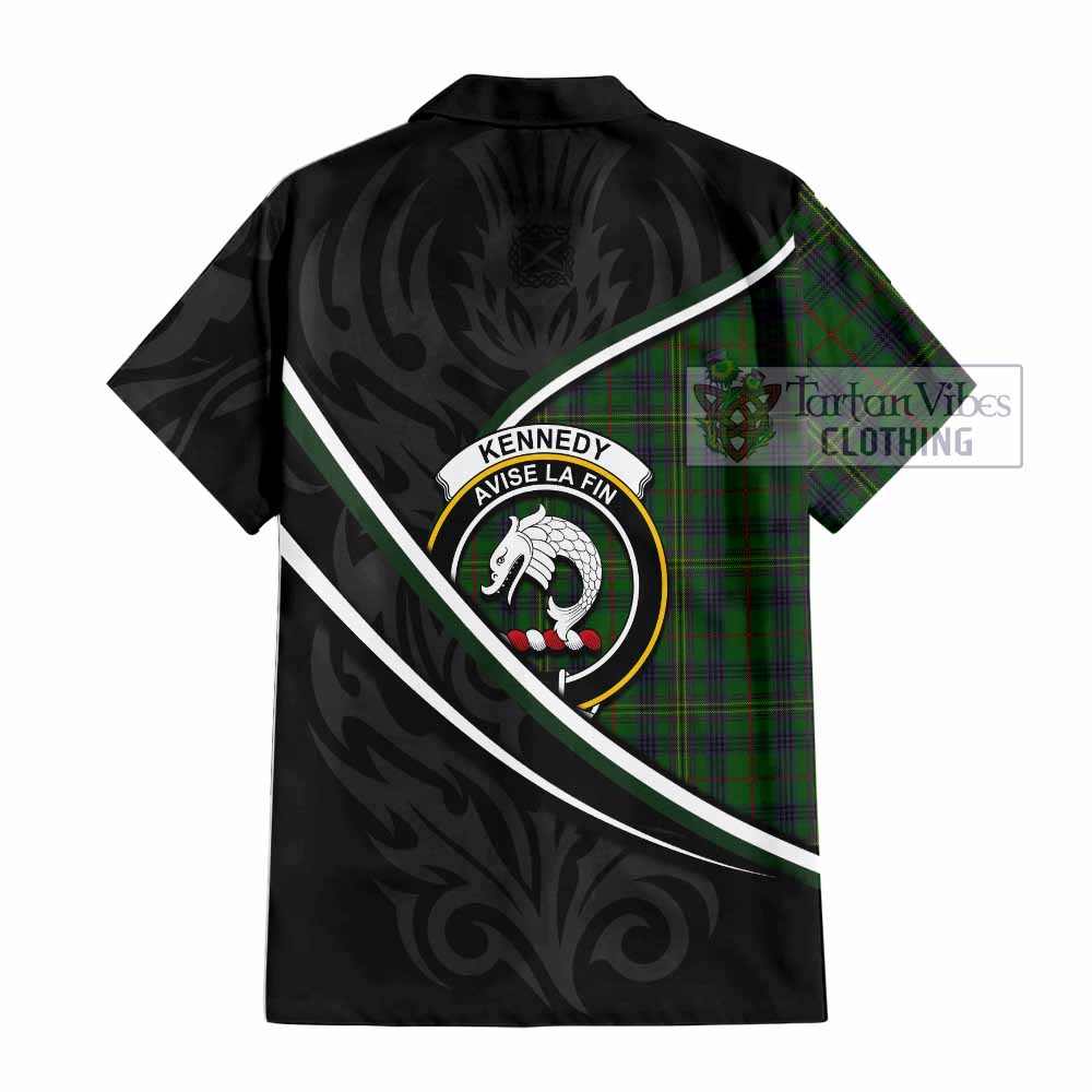 Kennedy Tartan Family Crest Short Sleeve Button Shirt Celtic Scottish Thistle Floral - Tartan Vibes Clothing