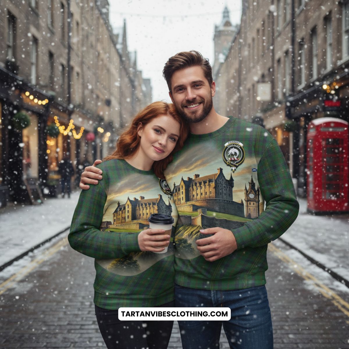 Kennedy Tartan Family Crest Sweatshirt with Scottish Ancient Castle Style