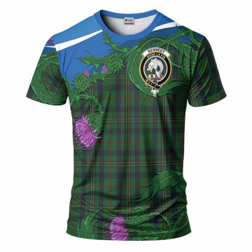 Kennedy Tartan Family Crest T-Shirt Thistle in Minimalism