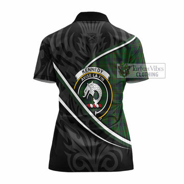 Kennedy Tartan Family Crest Women's Polo Shirt Celtic Scottish Thistle Floral