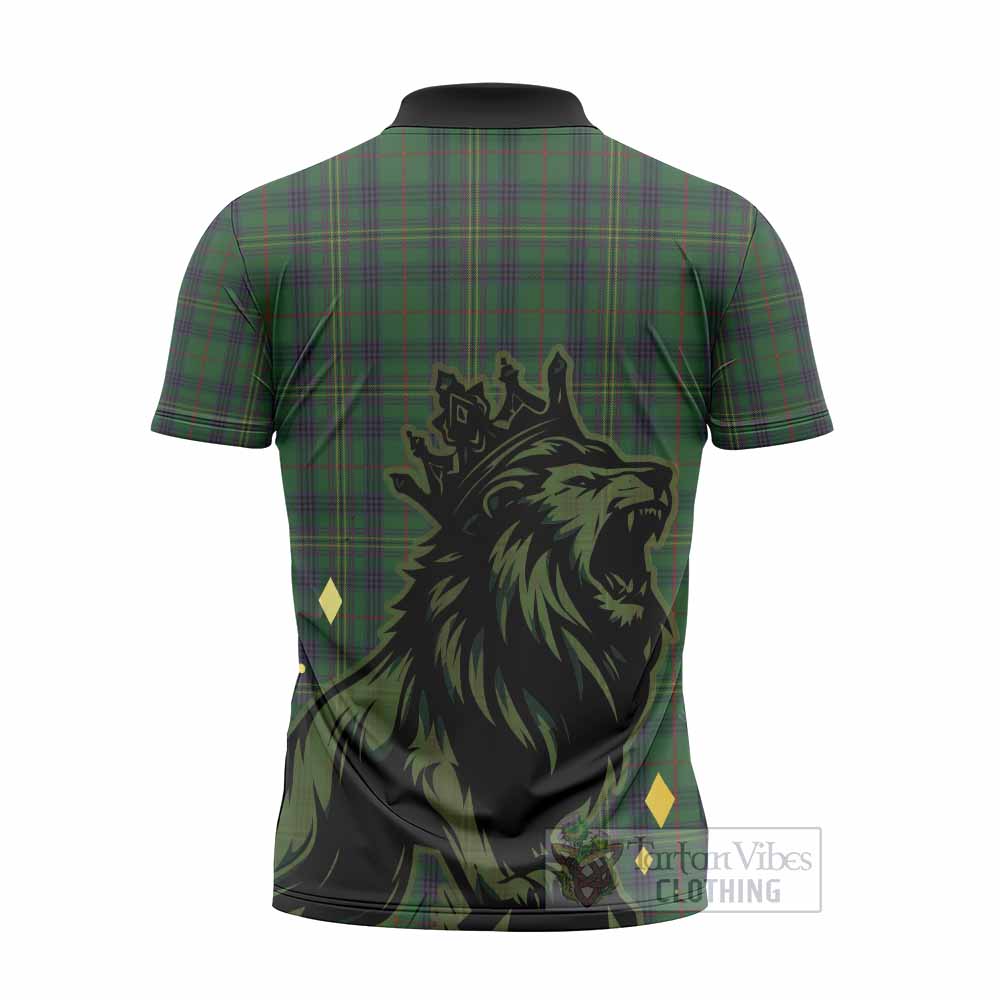Kennedy Tartan Family Crest Zipper Polo Shirt Crowned Lion Roaring