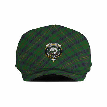 Kennedy Tartan Flat Cap, Jeff Cap Cross Style with Family Crest