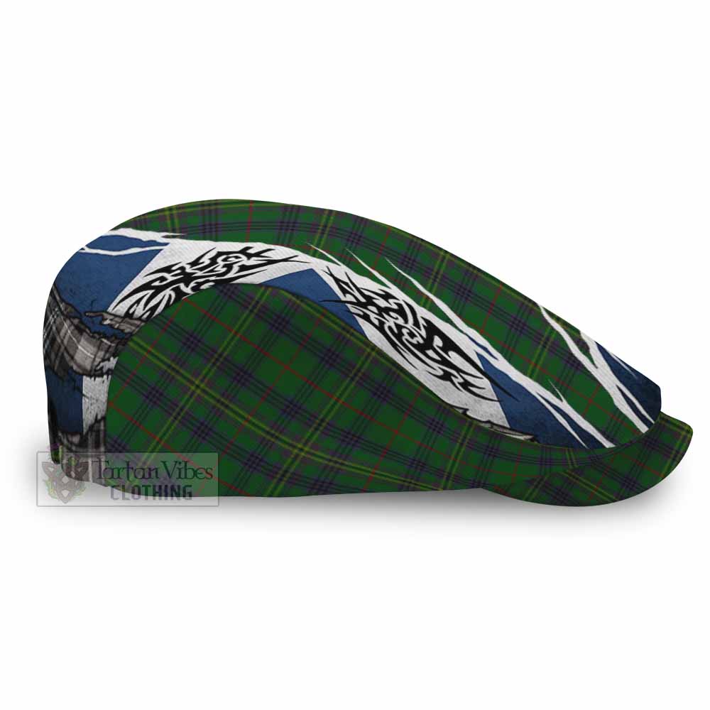 Kennedy Tartan Flat Cap, Jeff Cap Scotland Flag Ripped Tribal Design