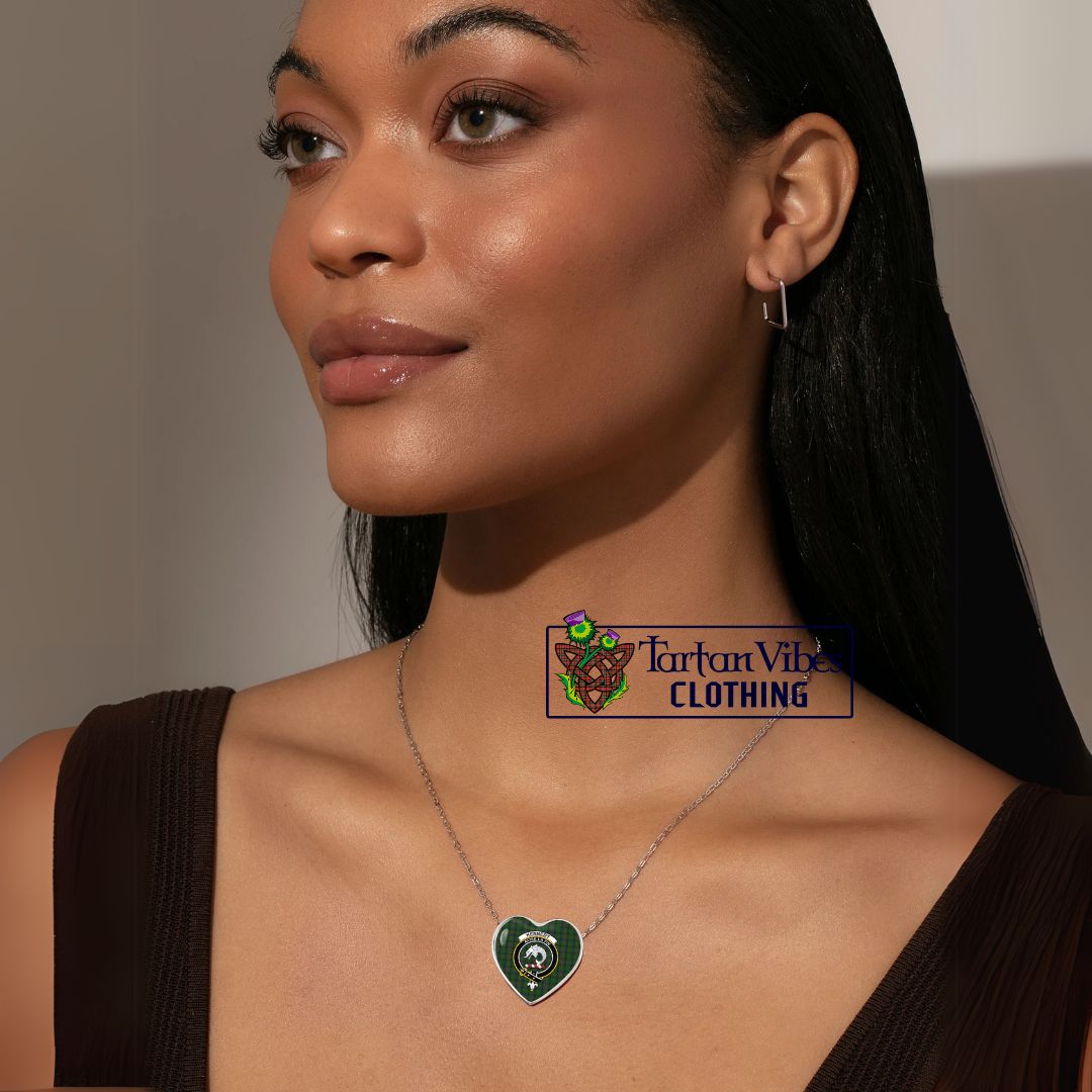 Kennedy Tartan Heart Necklace with Family Crest