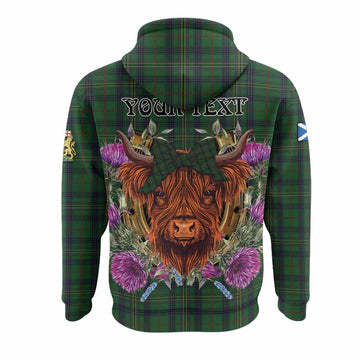 Kennedy Tartan Hoodie Scottish Thistle Heilan Coo