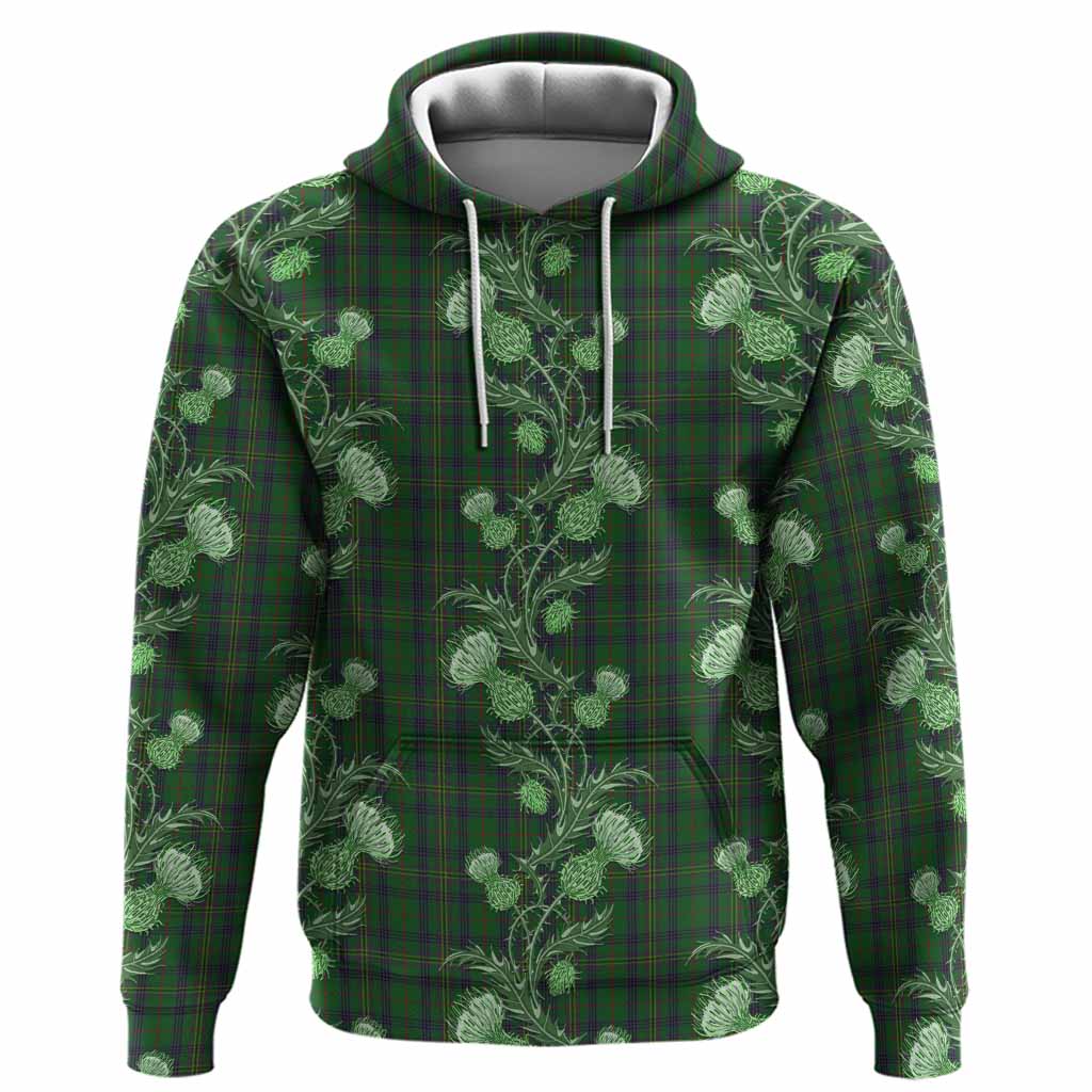 Kennedy Tartan Hoodie Seamless Scottish Thistle Flowers
