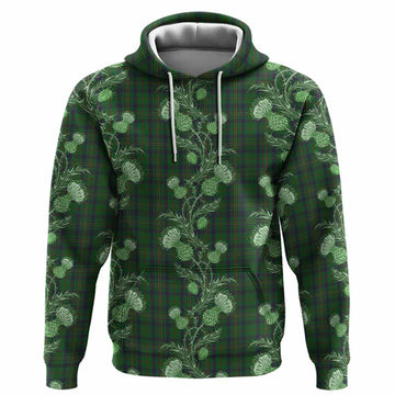 Kennedy Tartan Hoodie Seamless Scottish Thistle Flowers