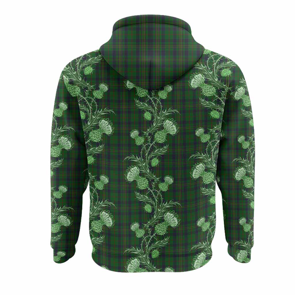Kennedy Tartan Hoodie Seamless Scottish Thistle Flowers