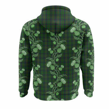 Kennedy Tartan Hoodie Seamless Scottish Thistle Flowers