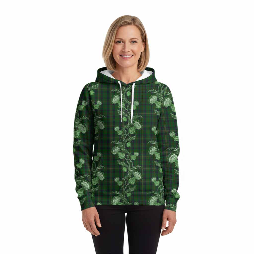 Kennedy Tartan Hoodie Seamless Scottish Thistle Flowers