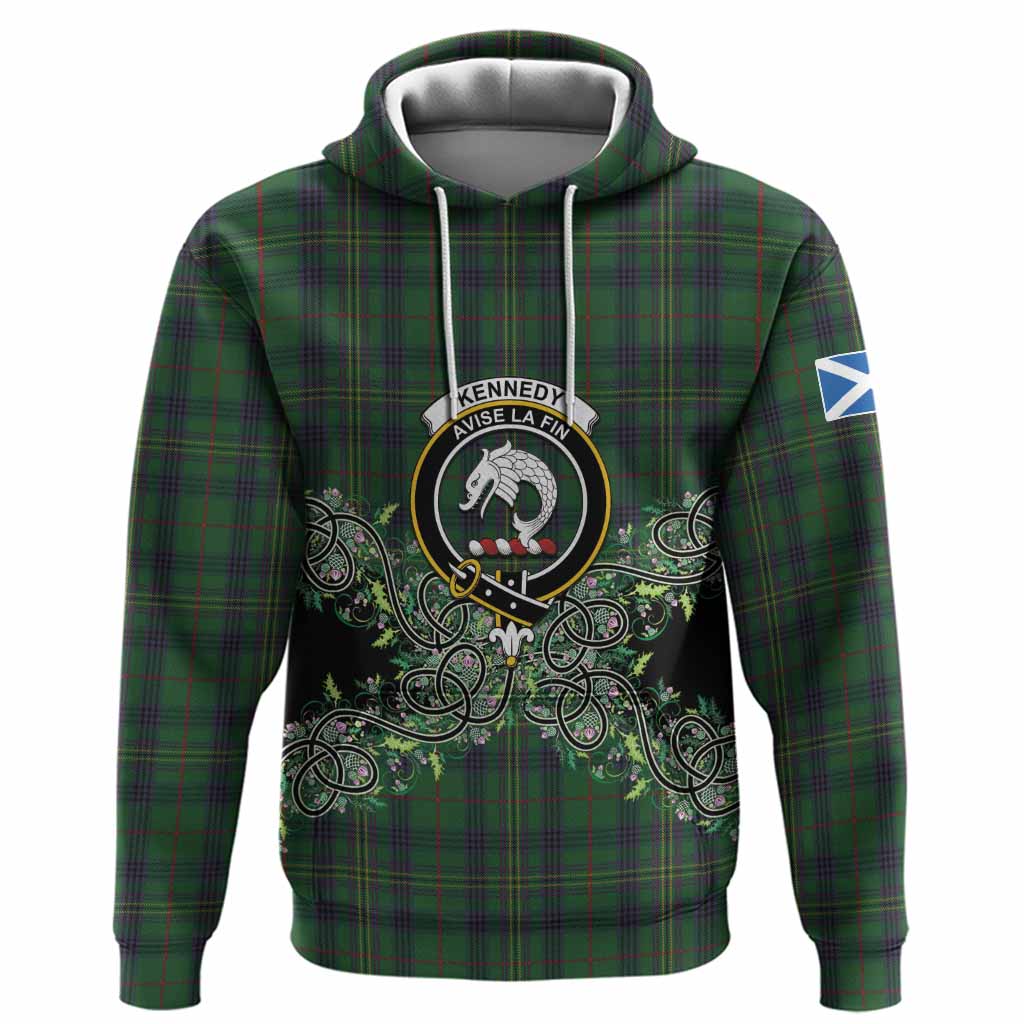 Kennedy Tartan Hoodie Thistle Scottish Spirit