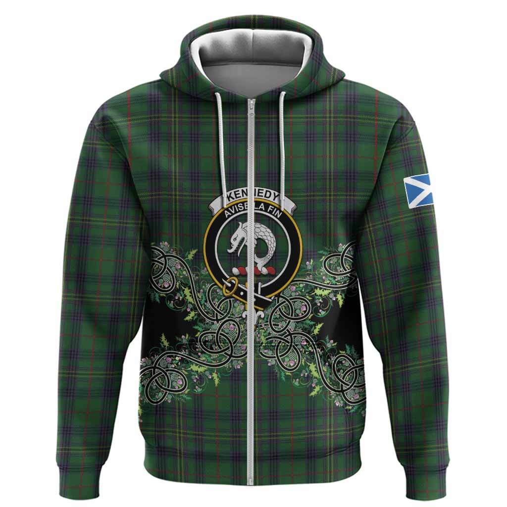 Kennedy Tartan Hoodie Thistle Scottish Spirit