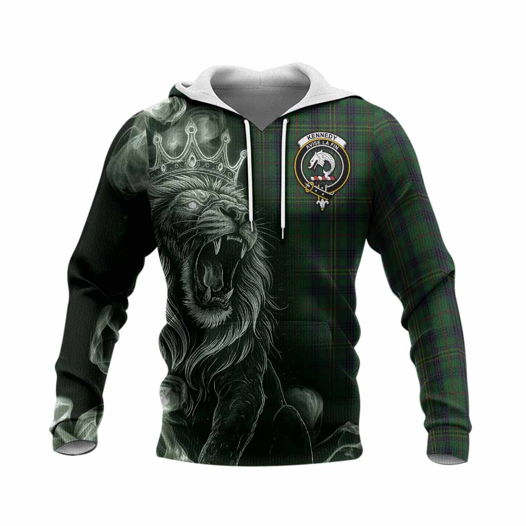 Kennedy Tartan Knitted Hoodie Roaring Lion Heritage