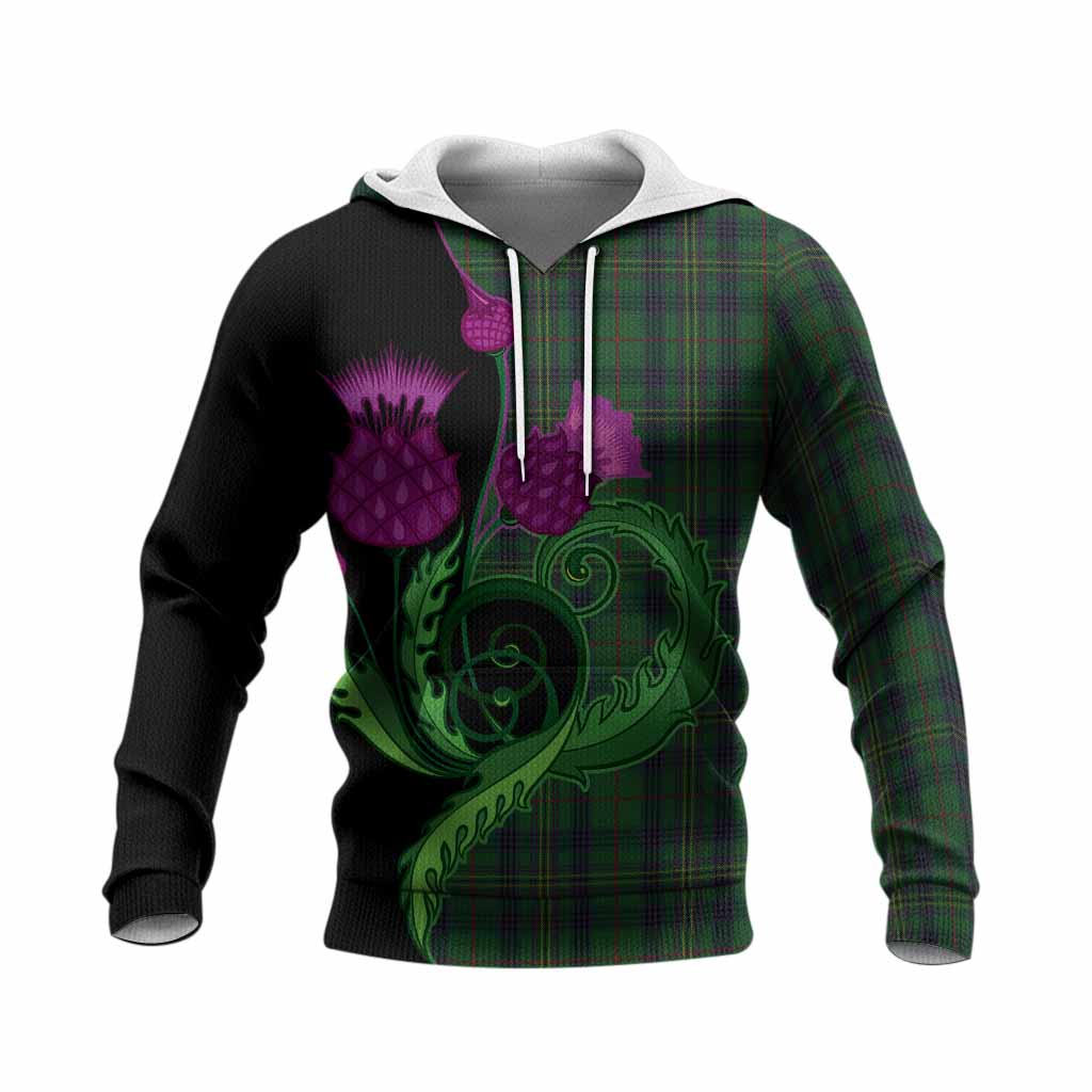Kennedy Tartan Knitted Hoodie Traditional Scottish Thistle