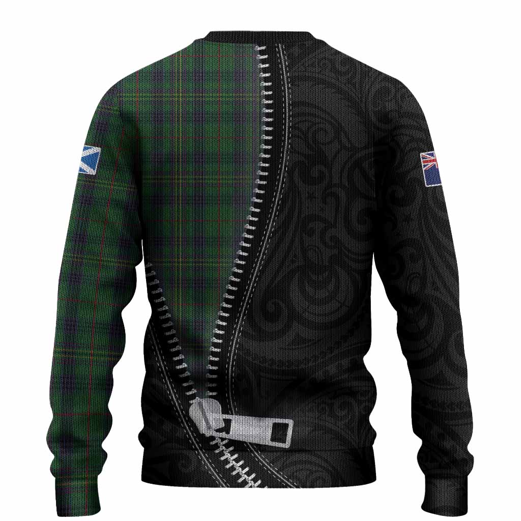 Kennedy Tartan Knitted Sweater New Zealand Pattern Unique Zipper Stylized