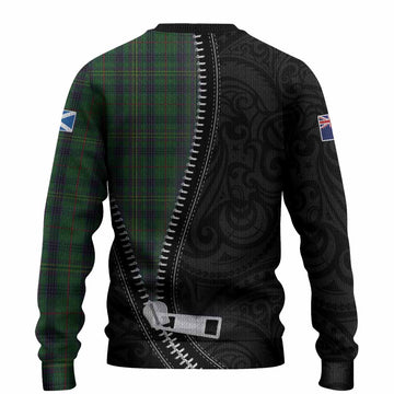 Kennedy Tartan Knitted Sweater New Zealand Pattern Unique Zipper Stylized