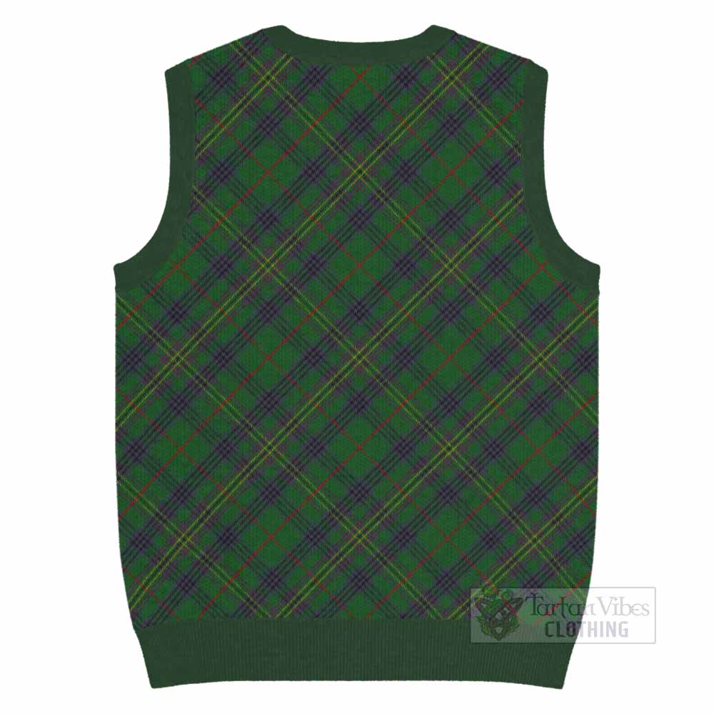 Kennedy Tartan Knitted V-Neck Vest with Family Crest Cross Style