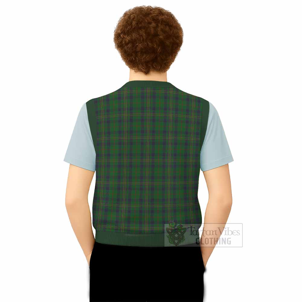 Kennedy Tartan Knitted V-Neck Vest with Family Crest - Tartan Vibes Clothing