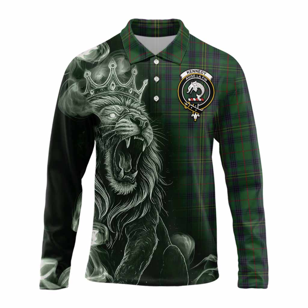 Kennedy Tartan Long Sleeve Polo Shirt Roaring Lion Heritage