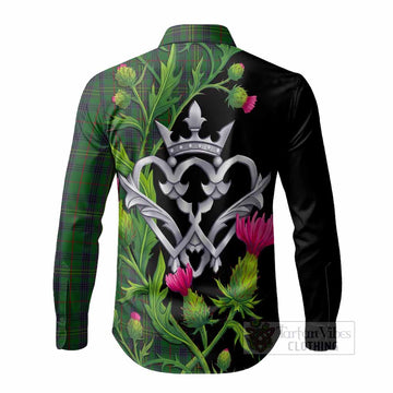 Kennedy Tartan Luckenbooth Long Sleeve Button Shirts Silver Heart Crown Thistle Floral