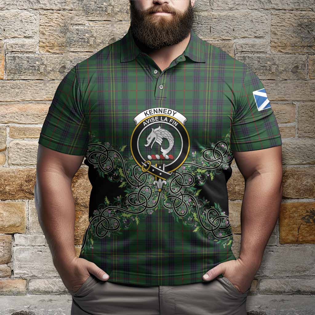 Kennedy Tartan Polo Shirt Thistle Scottish Spirit