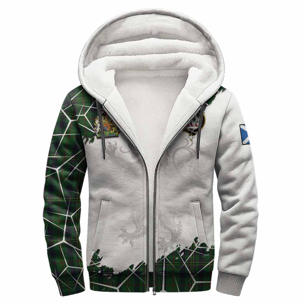 Kennedy Tartan Sherpa Hoodie with Family Crest and Lion Rampant Grunge Style