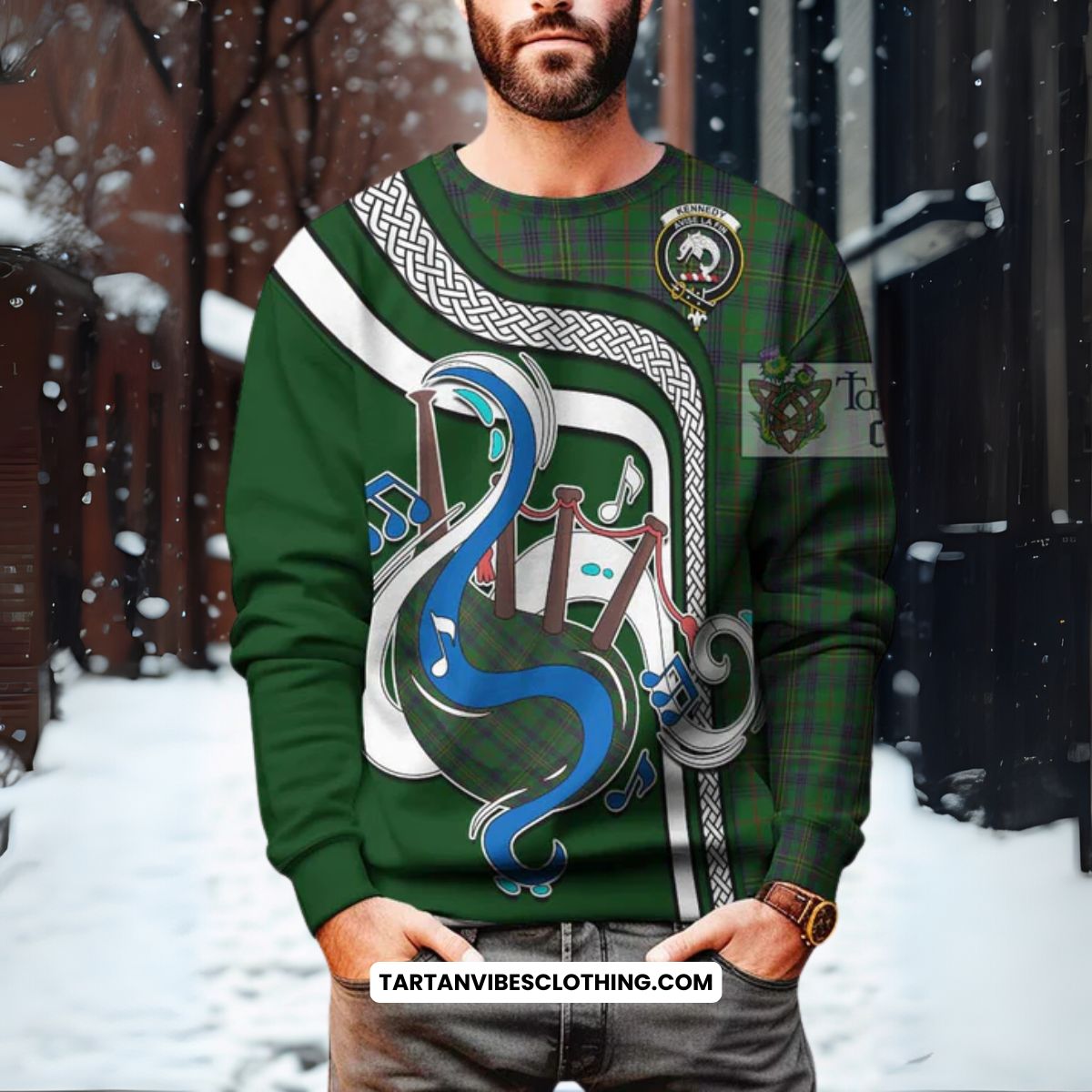 Kennedy Tartan Sweatshirt with Epic Bagpipe Style