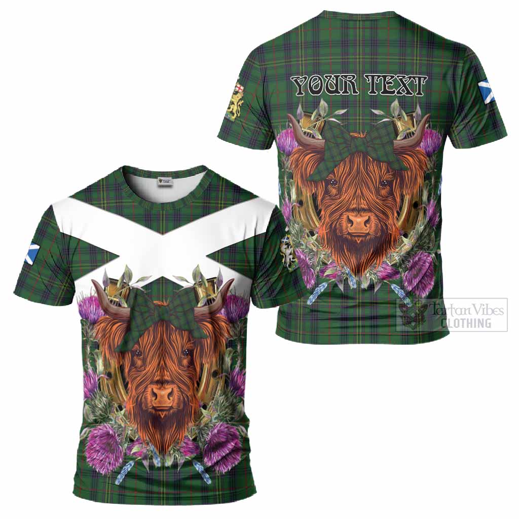 Kennedy Tartan T-Shirt Scottish Thistle Heilan Coo