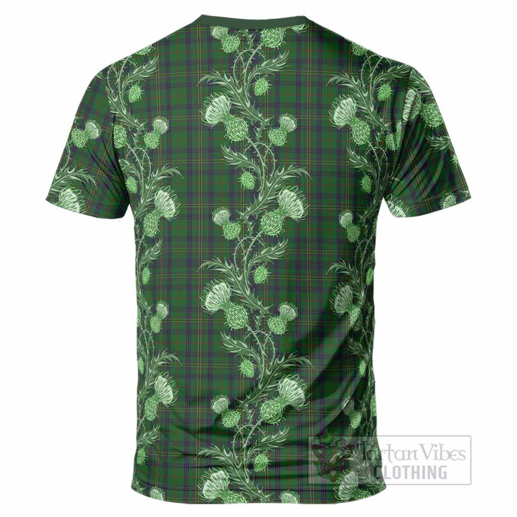 Kennedy Tartan T-Shirt Seamless Scottish Thistle Flowers