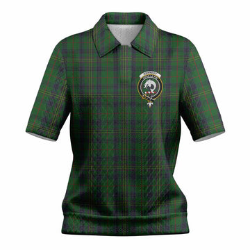 Kennedy Tartan Women’s Polo Sweater Top with Family Crest