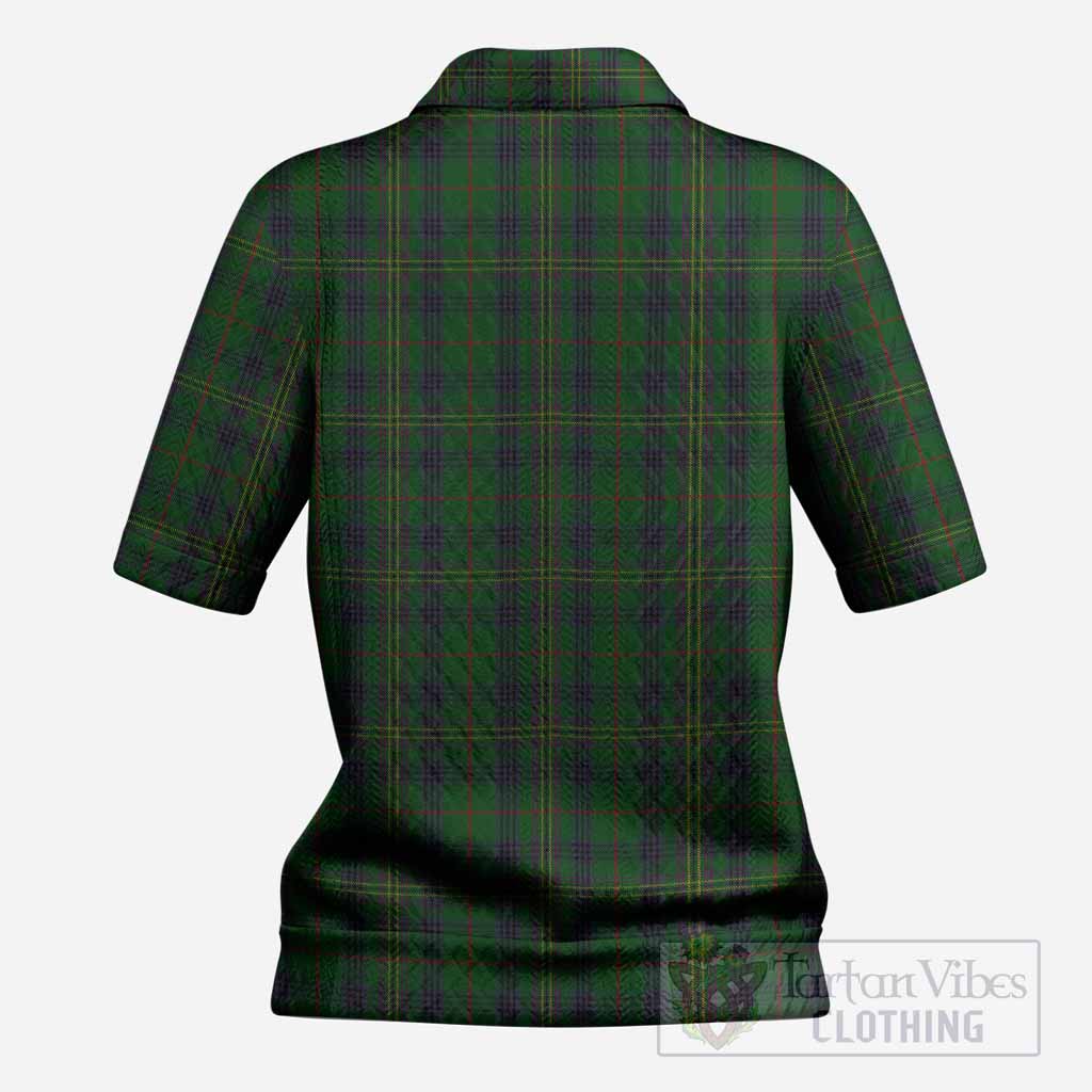 Kennedy Tartan Women’s Polo Sweater Top with Family Crest