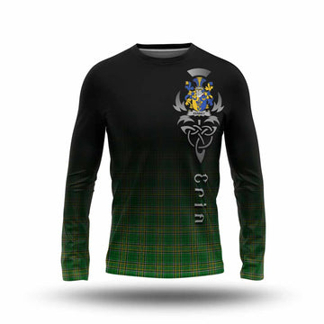 Tartan Vibes Clothing Kenney Irish Clan Long Sleeve T-Shirt with Coat of Arms Erin Go Bragh Celtic Inspired