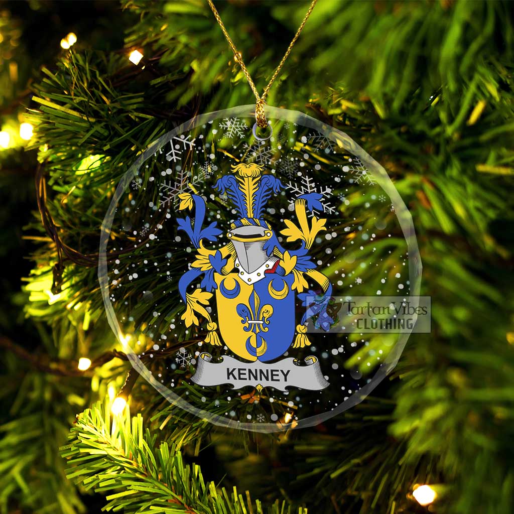 Kenney Irish Clan Christmas Glass Ornament with Coat of Arms Transparent Glass Circle - 2D-tartanvibesclothing