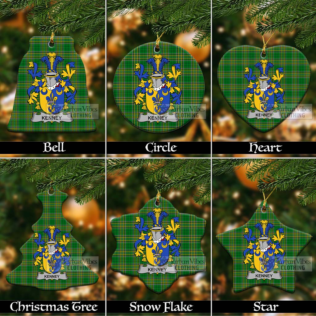 Tartan Vibes Clothing Kenney Irish Clan Tartan Christmas Ceramic Ornament with Coat of Arms
