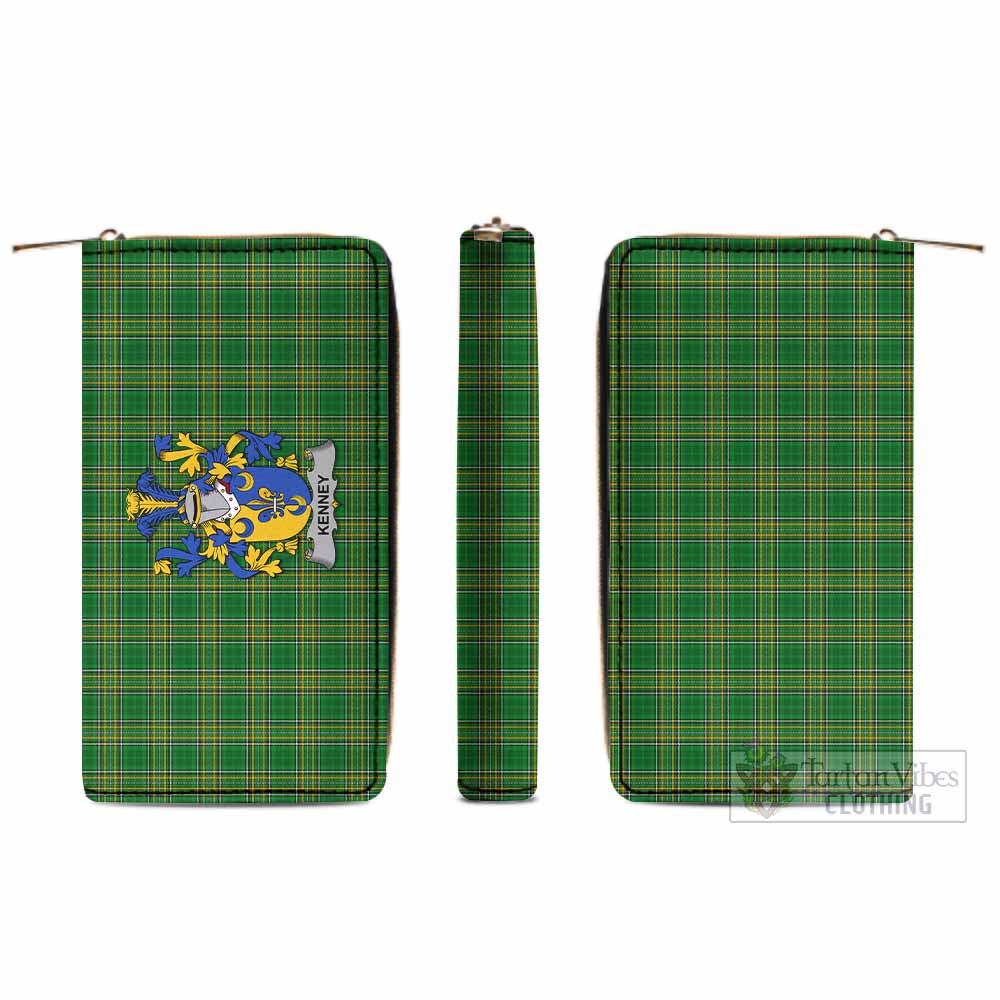 Tartan Vibes Clothing Kenney Irish Clan Tartan Women's Leather Wallet with Coat of Arms