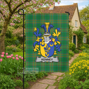 Kenney Irish Clan Tartan Garden Flag with Coat of Arms