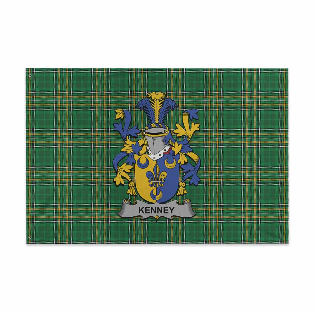 Tartan Vibes Clothing Kenney Irish Clan Tartan House Flag with Coat of Arms