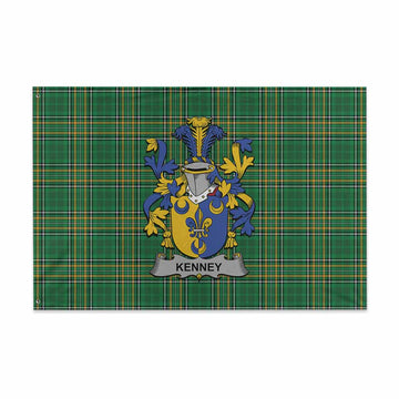 Kenney Irish Clan Tartan House Flag with Coat of Arms