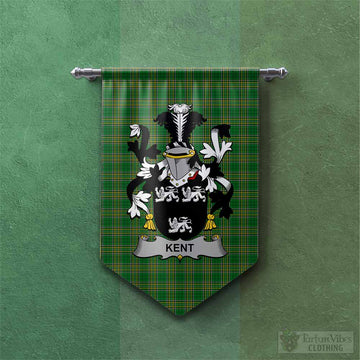 Kent Irish Clan Tartan Gonfalon, Tartan Banner with Coat of Arms
