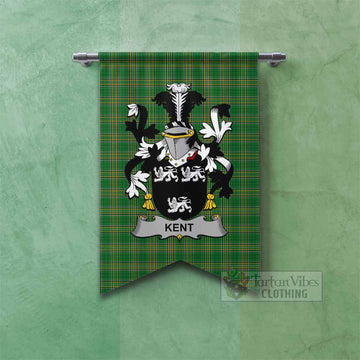 Kent Irish Clan Tartan Gonfalon, Tartan Banner with Coat of Arms