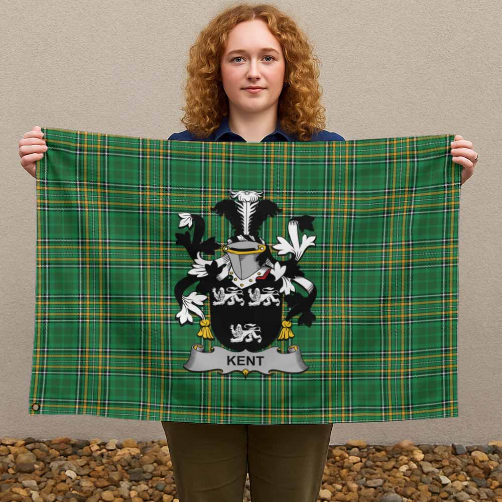 Tartan Vibes Clothing Kent Irish Clan Tartan House Flag with Coat of Arms