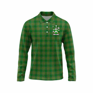 Ker Irish Clan Tartan Long Sleeve Polo Shirt with Coat of Arms Unisex - Tartan Vibes Clothing