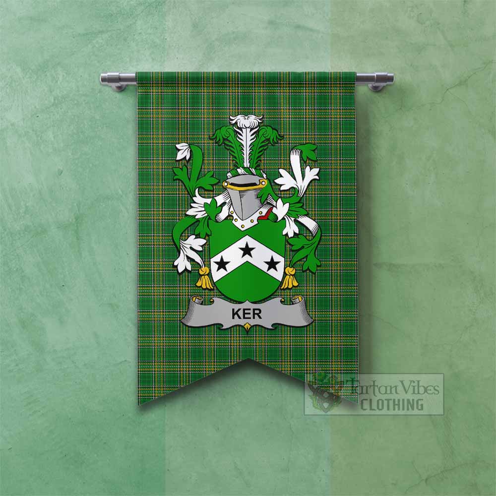 Ker Irish Clan Tartan Gonfalon, Tartan Banner with Coat of Arms Fishtail - Tartan Vibes Clothing