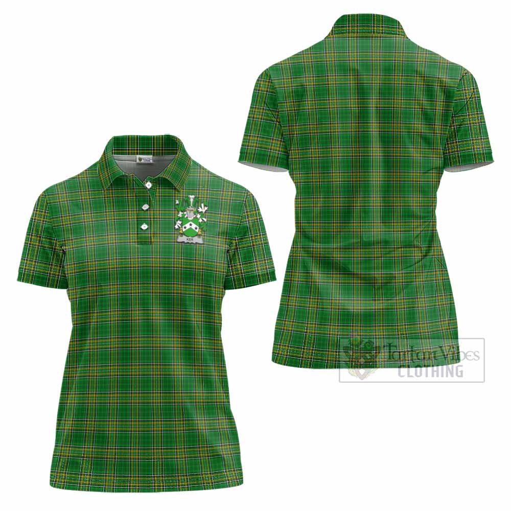 Ker Irish Clan Tartan Women's Polo Shirt with Coat of Arms